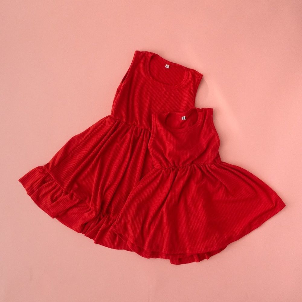 💖Handmade Ribbed Toddler Tank Dress PINK - Picture 3 of 4